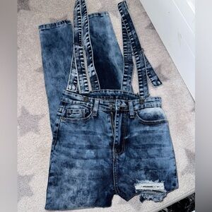 Denim Skinny Overalls
